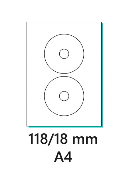 Etiketa na CD/100ks bílá, A4 bílá, 118/18mm, Labels