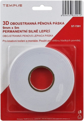 Lepící páska oboustranná pěnová bílá, 9 x 5 blistr ST-7201