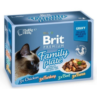 Brit Premium Cat Delicate Fillets in Gravy Family Plate 1020 g (12x85 g)