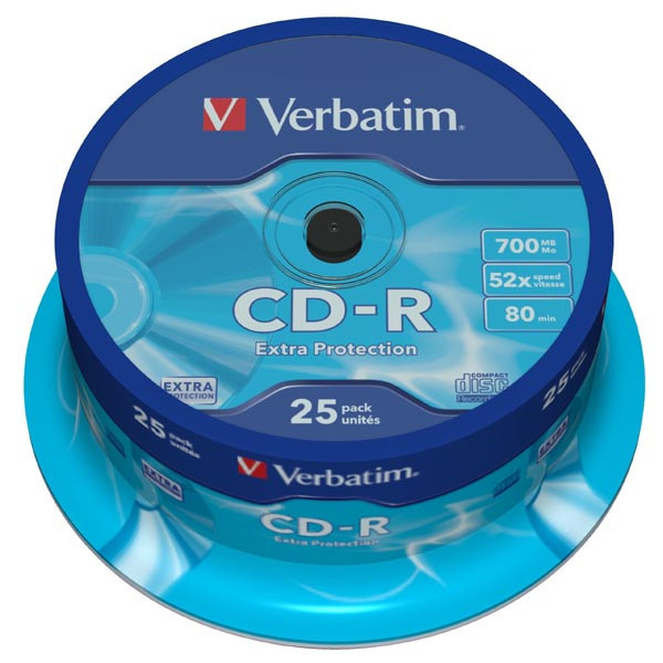 Verbatim CD-R, 43432, DataLife, 25-pack, 700MB, Extra Protection, 52x, 80min., 12cm, bez možnost