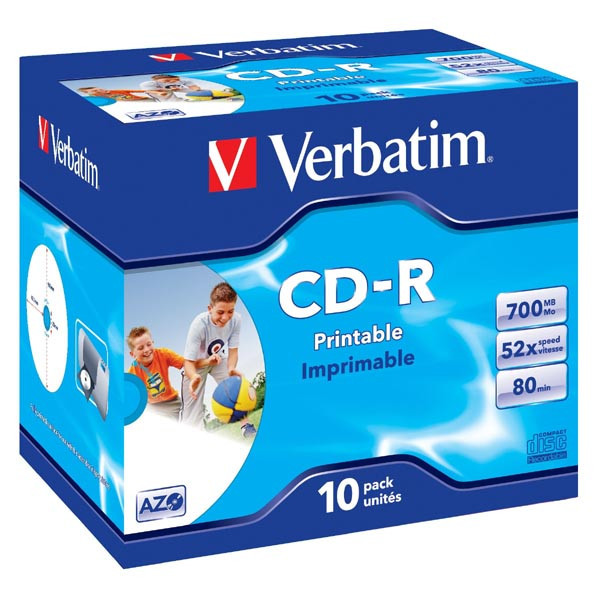 Verbatim CD-R, 43325, DataLife PLUS, 10-pack, 700MB, Super Azo, 52x, 80min., 12cm, Wide Printabl