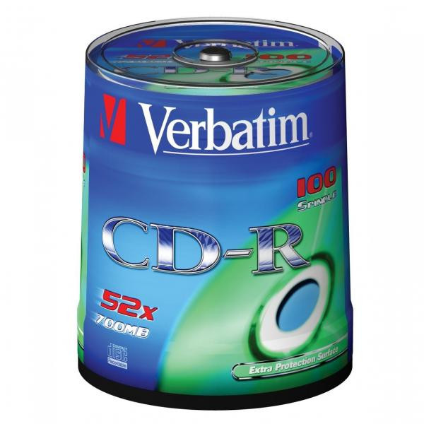 Verbatim CD-R, 43411, DataLife, 100-pack, 700MB, Extra Protection, 52x, 80min., 12cm, bez možnos