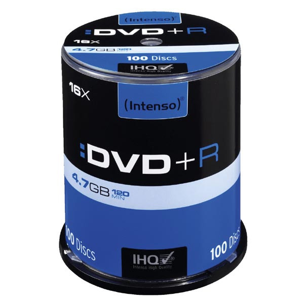 Intenso DVD+R, 4111156, 100-pack, 4.7GB, 16x, 12cm, Standard, cake box, pro archivaci dat