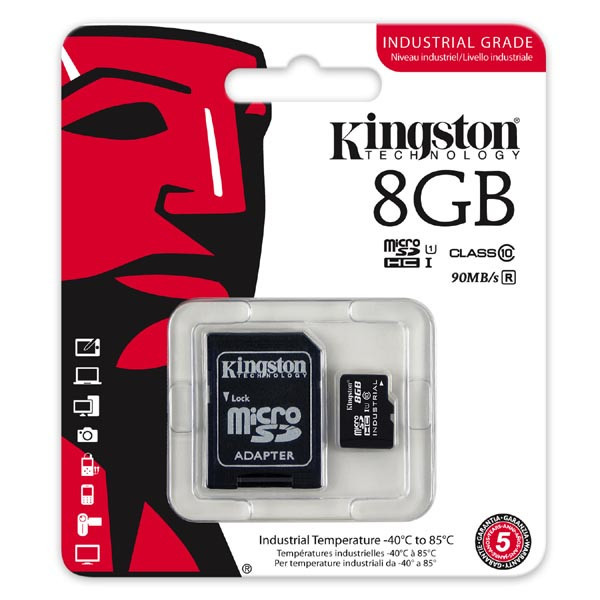 Kingston Micro Secure Digital card, 8GB, micro SDHC, SDCIT/8GB, UHS-I U1 (Class 10), s adaptérem