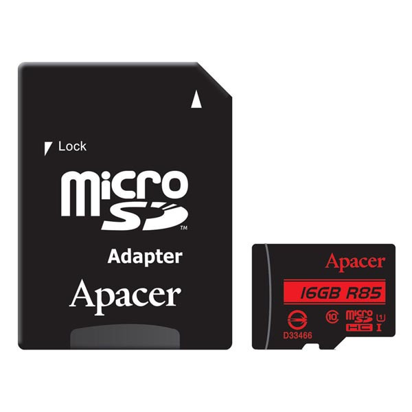 Apacer paměťová karta Secure Digital, 16GB, micro SDHC, AP16GMCSH10U5-R, UHS-I U1 (Class 10), s