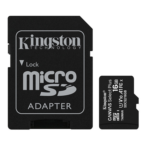 Kingston paměťová karta Canvas Select Plus, 16GB, micro SDHC, SDCS2/16GB, UHS-I U1 (Class 10), s