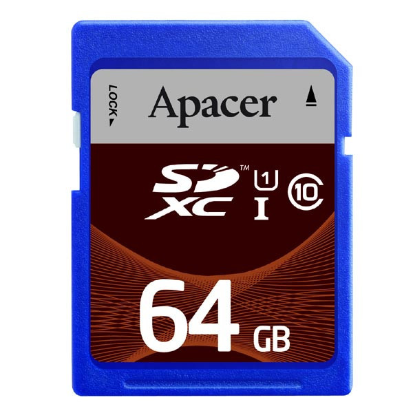 Apacer paměťová karta Secure Digital, 64GB, SDXC, AP64GSDXC10U1-R, UHS-I U1 (Class 10)