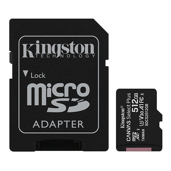 Kingston paměťová karta Canvas Select Plus, 512GB, micro SDXC, SDCS2/512GB, UHS-I U1 (Class 10),