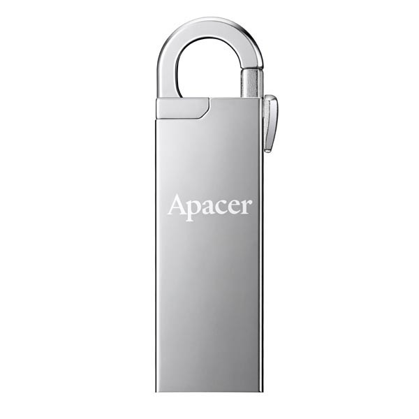 Apacer USB flash disk, USB 2.0, 16GB, AH13A, stříbrný, AP16GAH13AS-1, USB A, s karabinkou