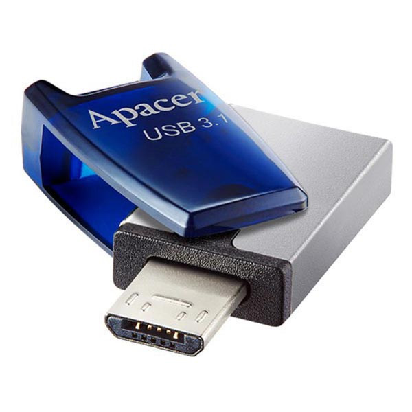 Apacer USB flash disk OTG, USB 3.0 (3.2 Gen 1), 16GB, AH179, stříbrný, AP16GAH179U-1, s krytkou