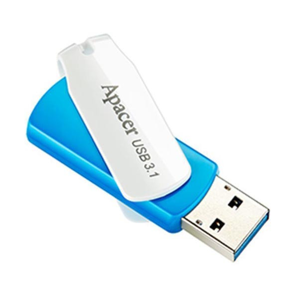 Apacer USB flash disk, USB 3.0 (3.2 Gen 1), 64GB, AH357, modrý, AP64GAH357U-1, USB A, s otočnou