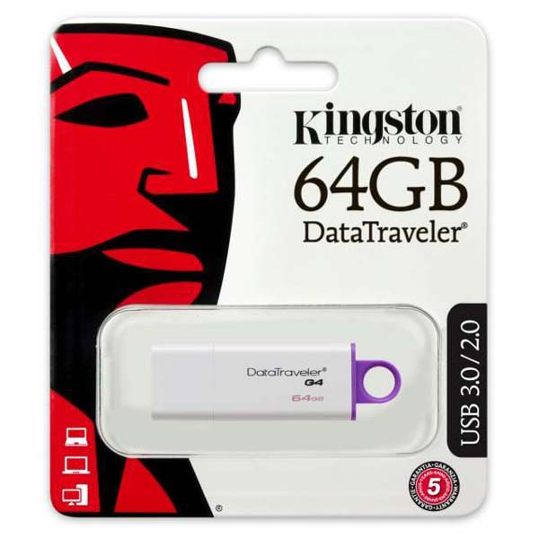 Kingston USB flash disk, USB 3.0 (3.2 Gen 1), 64GB, Data Traveler DTI-G4, bílý, DTIG4/64GB, USB