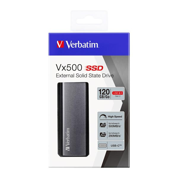 Externí disk SSD Vx500 Verbatim USB 3.0 (3.2 Gen 1), 120GB, 47441 stříbrný