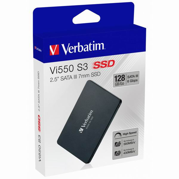 Interní disk SSD Verbatim SATA III, 128GB, Vi550, 49350 černý, 430 MB/s,560 MB/s