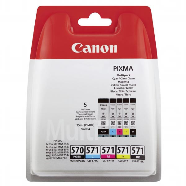 Canon originální ink PGI-570/CLI-571 GBK/BK/C/M/Y Multi Pack, black/color, 0372C004, Canon Pixma