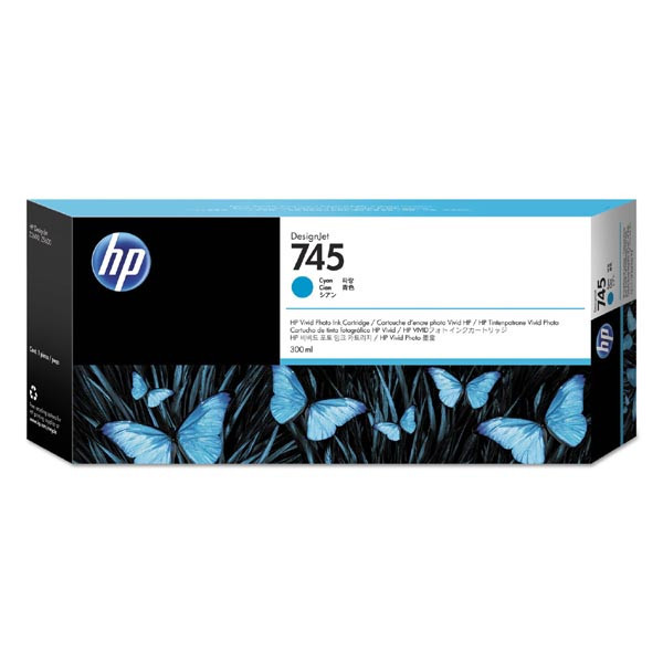 HP originální ink F9K03A, HP 745, cyan, 300ml, HP DesignJet HD Pro MFP, DesignJet Z2600, Z5600