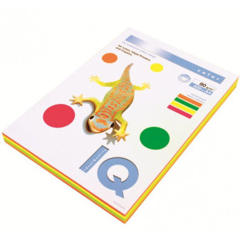 Barevný papír IQ - A4, 80g, neon mix color 4 x 50 listů,  IQC480/N-RB