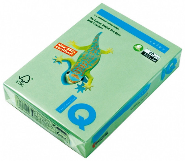 Barevný papír IQ MG28 - A4 80g středně zelená pastelová 500 listů