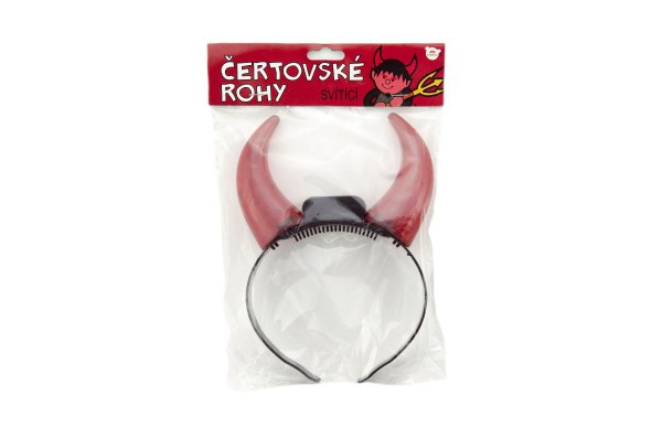 Rohy čertovské svítící plast 15cm na baterie v sáčku karneval