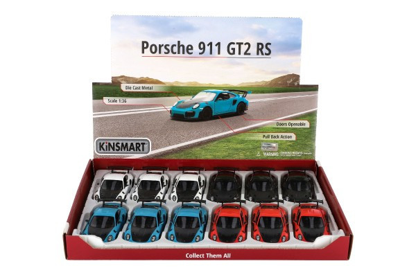 Auto Kinsmart Porsche 911 GT2 RS kov/plast 13cm 4 barvy na zpětné natažení