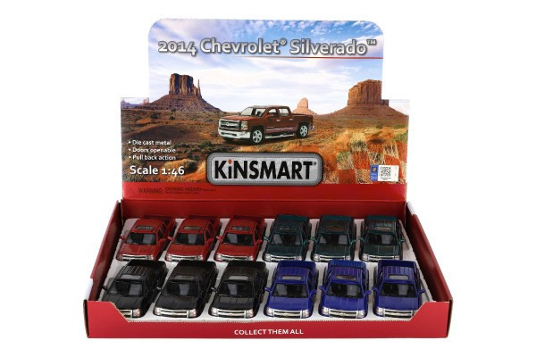 Auto Kinsmart Chevrolet 2014 Silverado kov/plast 13cm 4 barvy na zpětné natažení