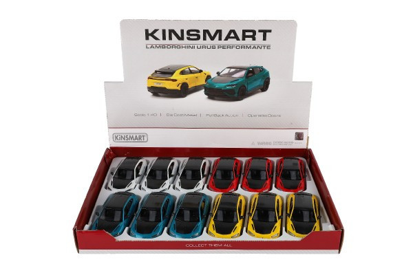 Auto Kinsmart Lamborghini Urus Performante 1:40 kov/plast 12,5cm 4 barvy na zpětné nat.