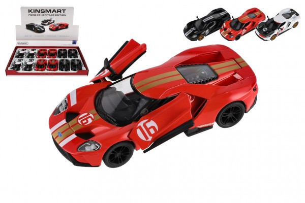 Auto Kinsmart Ford GT 1:38 kov/plast 12,5cm 3 barvy na zpětné natažení