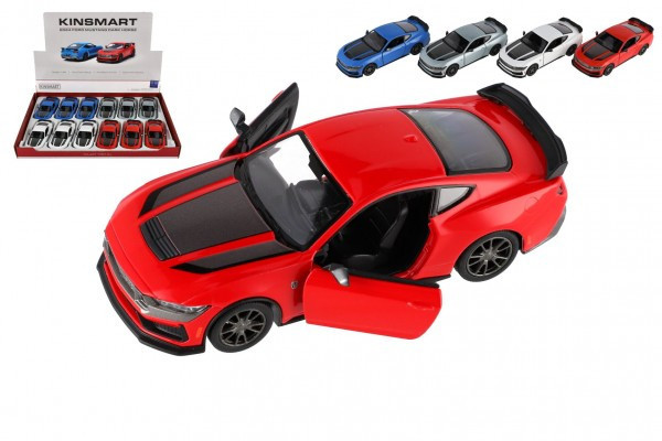 Auto Kinsmart 2024 Ford Mustang Dark Horse 1:38 kov/plast 12,5cm 4 barvy na zpětné nat.