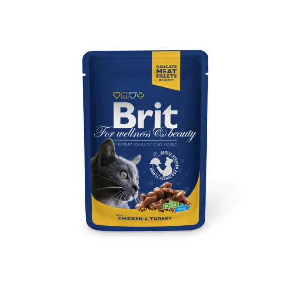 Kapsička Brit Cat Premium Pouches kuře+krůta 100g