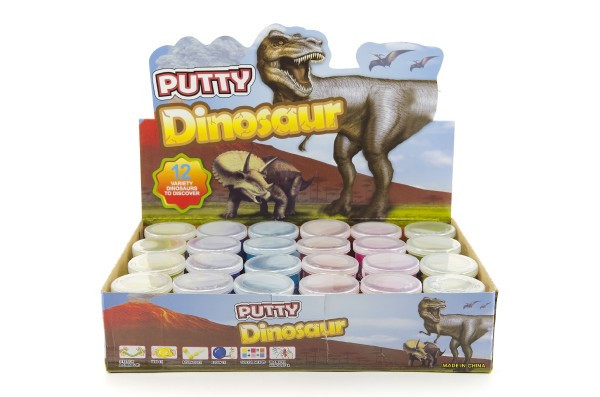 Sliz - hmota 80g dinosaurus 6cm 6 barev 24ks v boxu