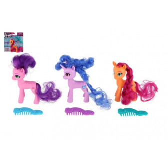 Kůň/Jednorožec My Little Pony figurka česací plast s hřebenem 3 barvy na kartě 12,5x13cm