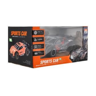 Auto RC sportovní plast 2,4GHz 20cm na baterie šedo-červené v krabici 24x12x14cm