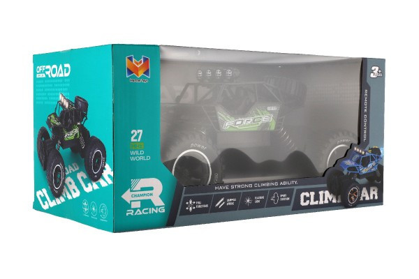 Auto RC Off-Road vypouštějící páru plast 26cm 27MHz dobíjecí pack+baterie se světlem zelené v kr