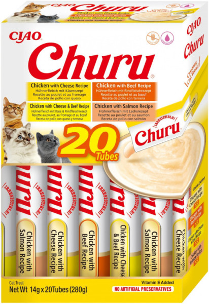 Churu cat masové pyré mix - kuře, hovězí 280g