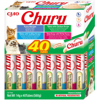 Churu cat masové pyré mix - tuňák, mořské plody 560g (BAL.)