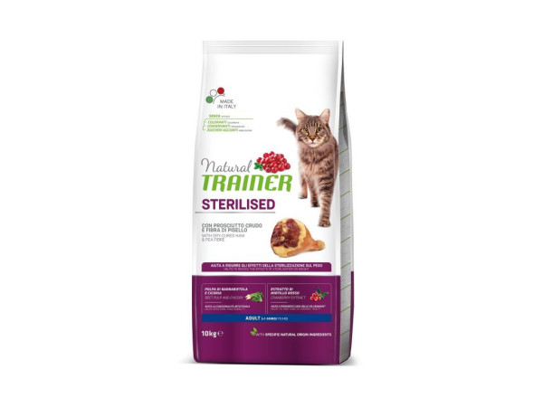 TRAINER Natural Cat STERILISED sušená šunka 10kg