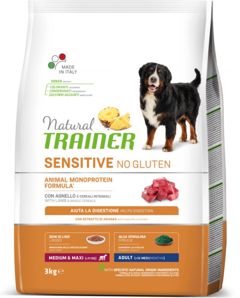 Trainer Natural Sensitive No gluten Adult Medium/Maxi jehněčí 3kg