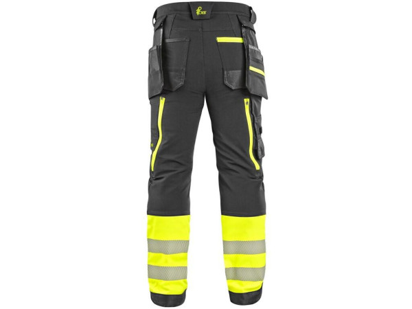 Kalhoty CXS NAOS HV pánské, černo-žlutá Hi-Vis, reflexní pruhy