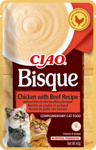 Kapsička Churu Cat Bisque - kuře, hovězí 40g