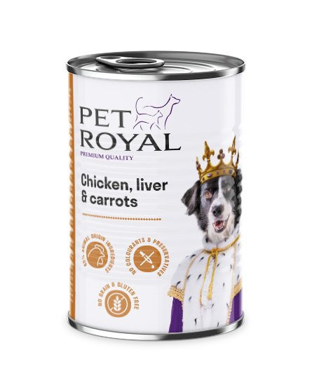 Konzerva Pet Royal kuře, játra a mrkev 400g