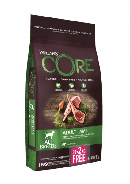 Wellness Core Dog jehnečí 10+2kg