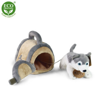 Plyšový pes husky 13 cm s přepravkou ECO-FRIENDLY