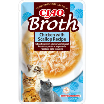 Kapsička Churu Cat Broth - kuře, hřebenatky 40g