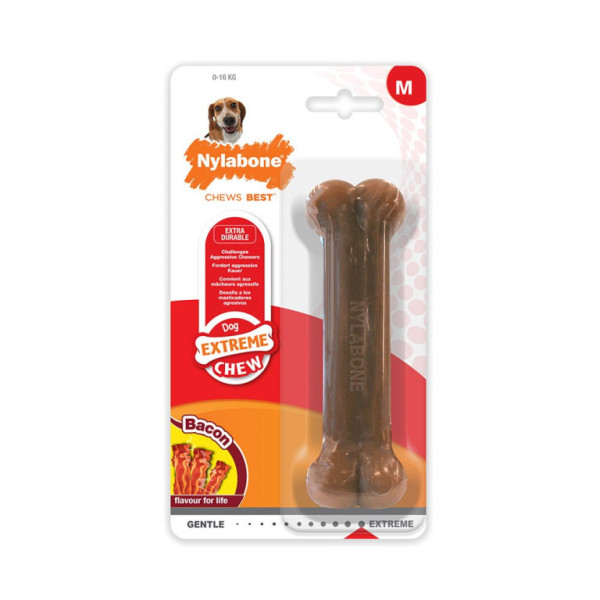 Nylabone hračka Extreme kost příchuť slanina M