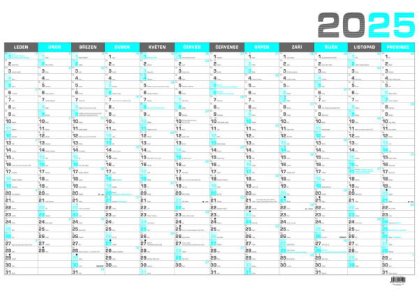 Nástěnný roční kalendář B1 - modrý