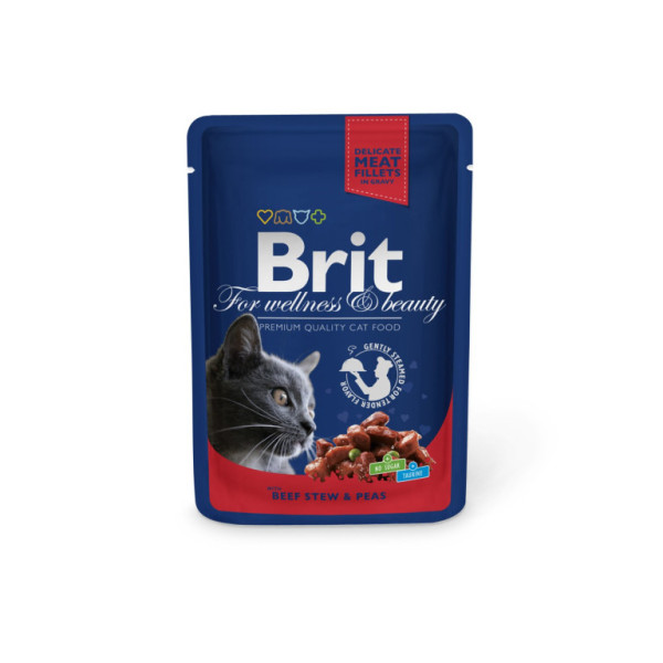 Kapsička Brit Cat Premium Pouches hovezi+hrasek 100g