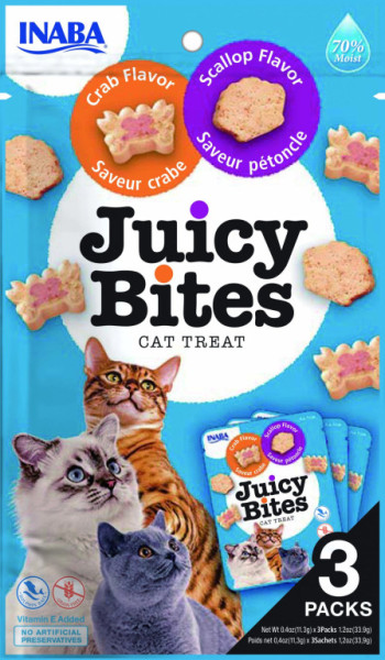 Inaba cat Juicy Bites - hřebenatky, krab 33,9g