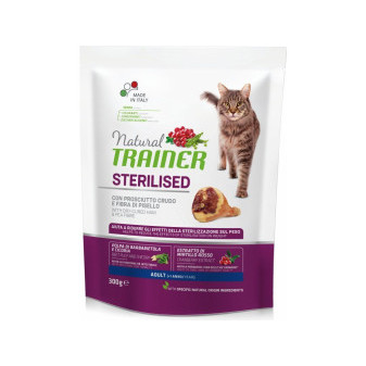 TRAINER Natural Cat STERILISED sušená šunka 300g