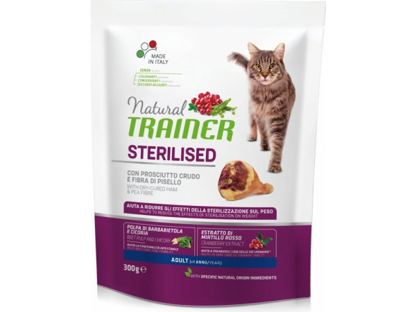 TRAINER Natural Cat STERILISED sušená šunka 300g