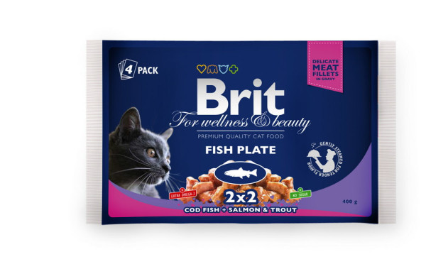 Kapsička Brit Cat Premium Pouches rybí variace 4x100g